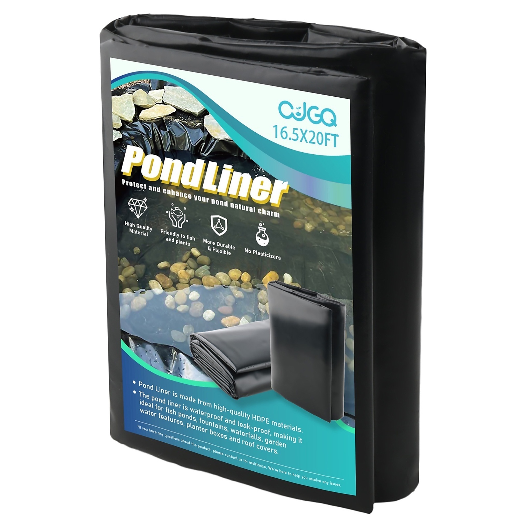16.5 ft. x 20 ft. HDPE Pond Liner Anti-UV and Corrosion Resistance for Fish/Koi Ponds Water Gardens